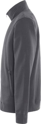 Nahaufnahme einer grauen Hose mit sichtbarer Seitentasche und Reißverschlussdetail.