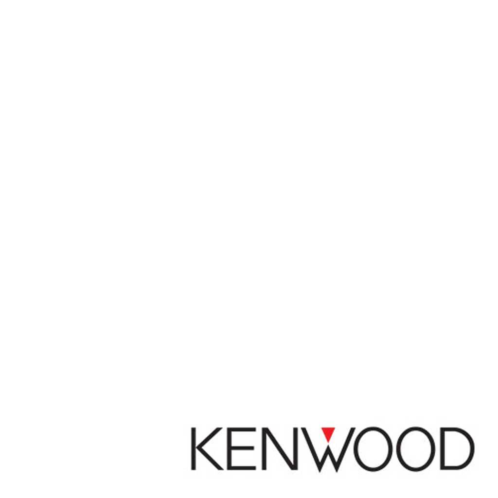 Kenwood-Logo mit dem Markennamen in Großbuchstaben angezeigt und einem kleinen roten Dreieck über dem Buchstaben „V