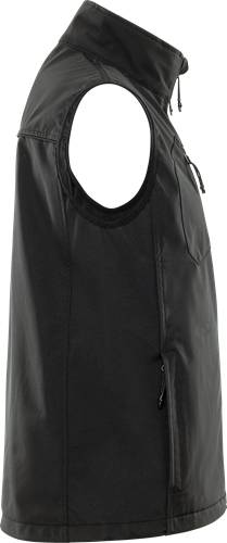 Ein schwarzes Tank Top mit einem schlichten Design hängt und zeigt eine Seitennaht sowie einen teilweise sichtbaren Reißverschluss.