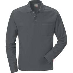 Polohemd 100781-941 Gr. L dunkelgrau, langarm, 240 g/m² 65% Poly/35% BW