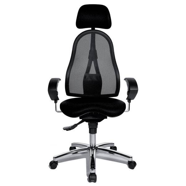 Drehstuhl Sitness 45 - schwarz mit Armlehnen.