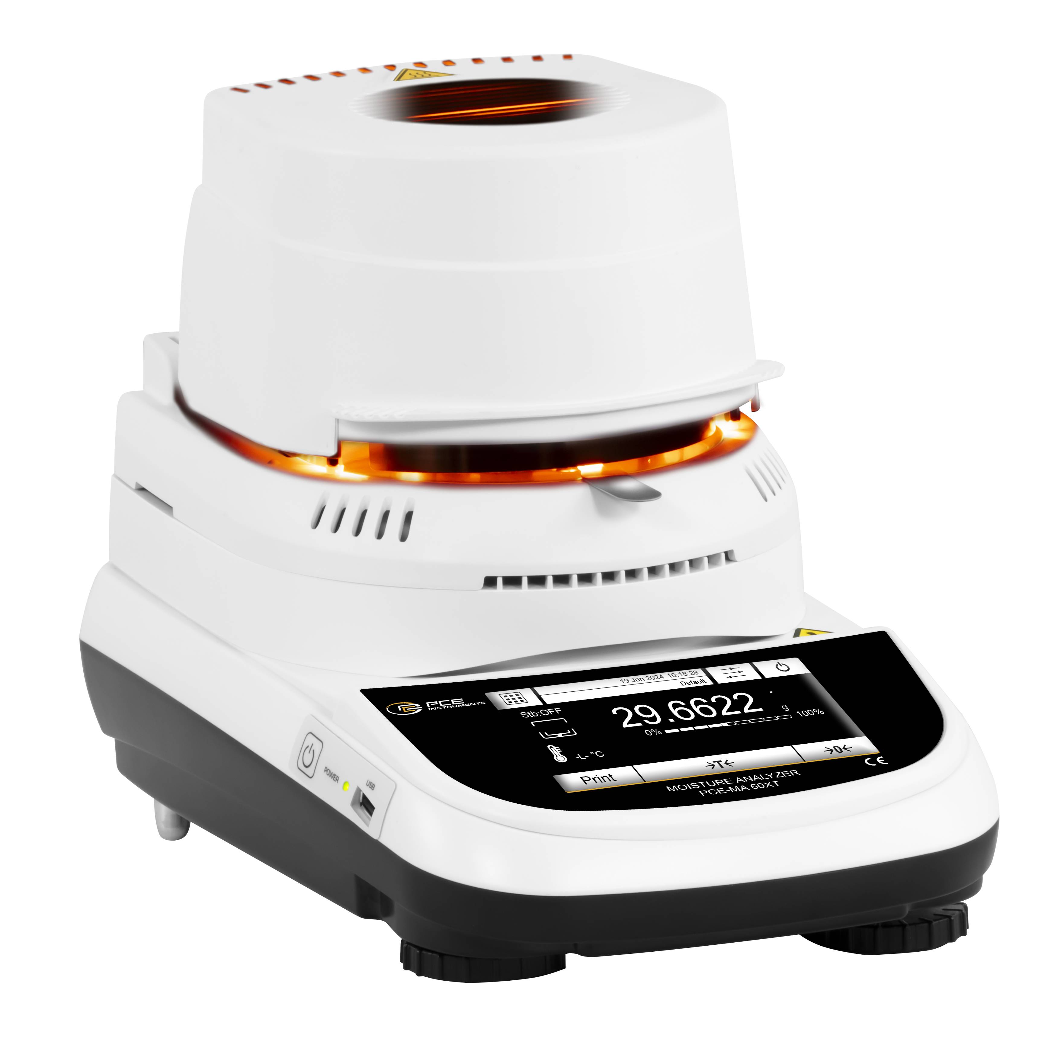 PCE Instruments Feuchtebestimmer PCE-MA 60XT bis 160 °C |Auflösung 0,001% |Live-Grafik |Datenbank |ATRO % |RS232 |USB