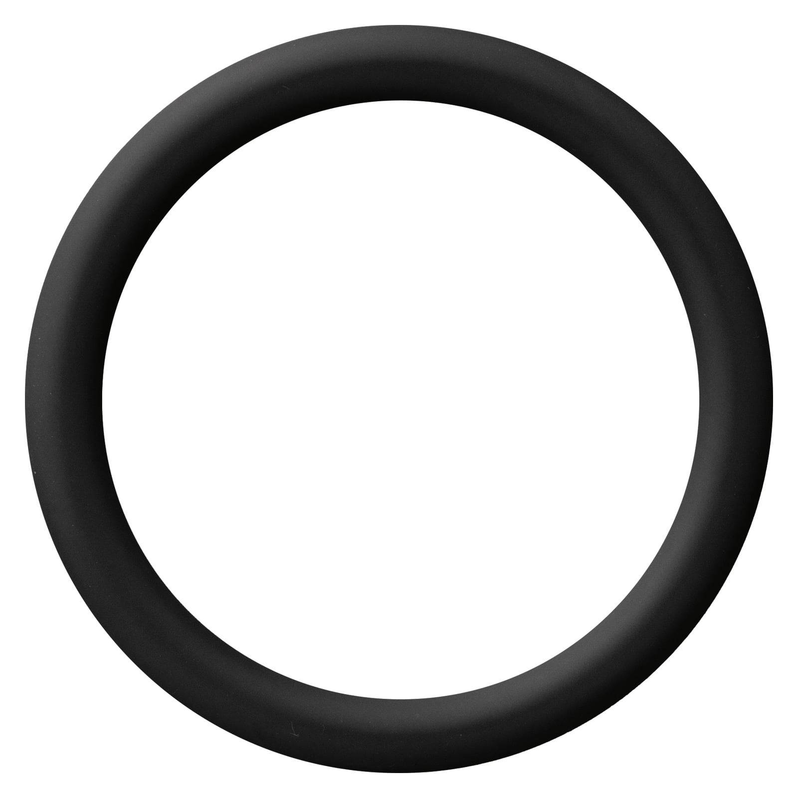 Ein schwarzer kreisförmiger Ring mit glatter Oberfläche, vor einem einfarbigen weißen Hintergrund.