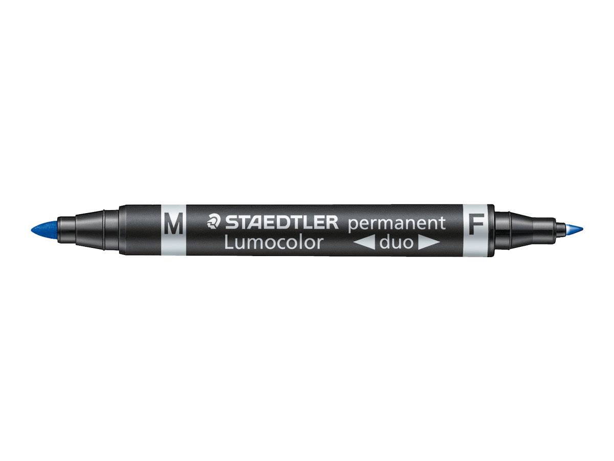 10 STAEDTLER Lumocolor duo Permanentmarker blau 0,6
