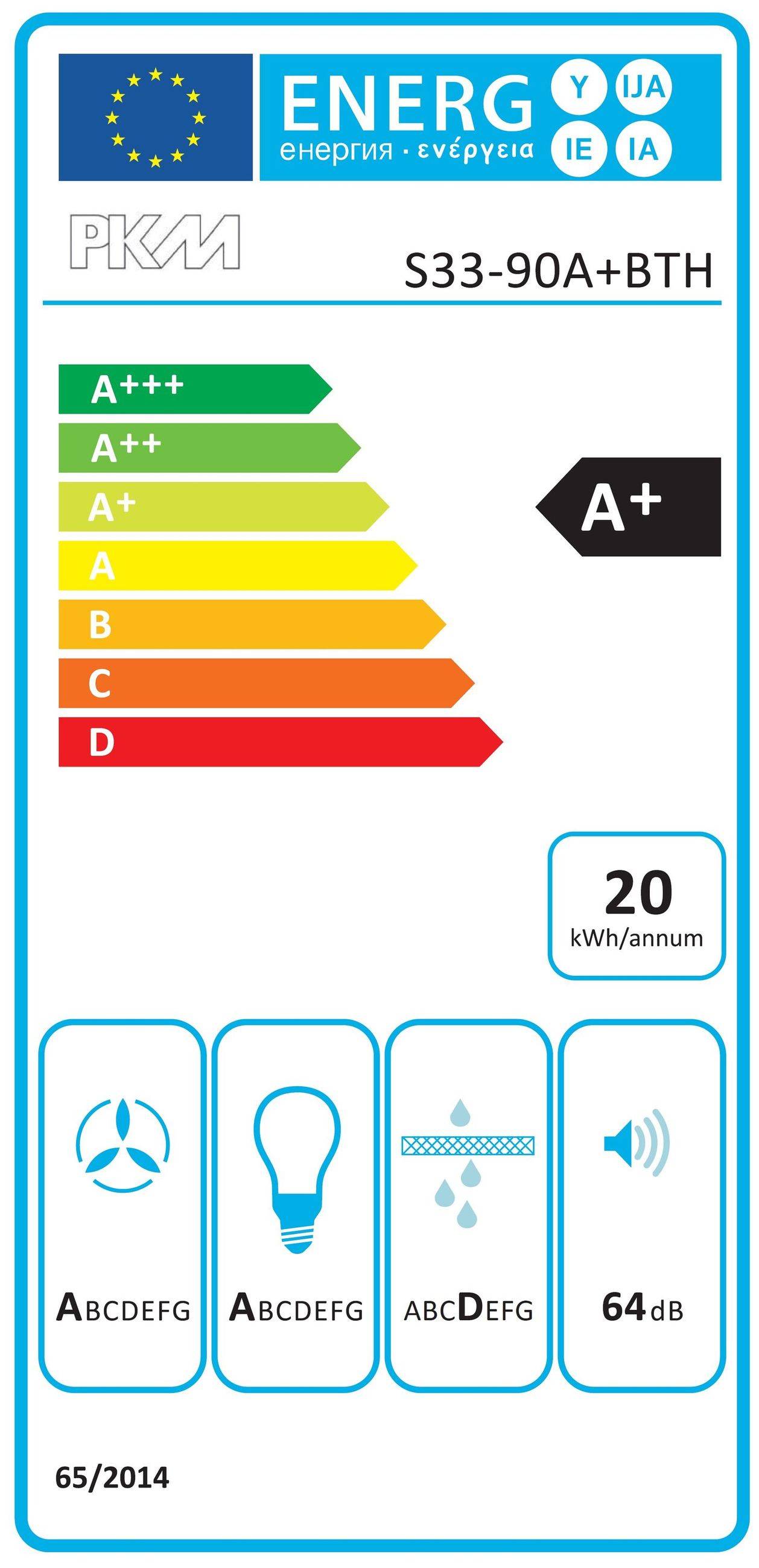 PKM Kopffreihaube S33-90A+BTH - 90cm, schwarz, Touch-Control, Dunstabzugshaube