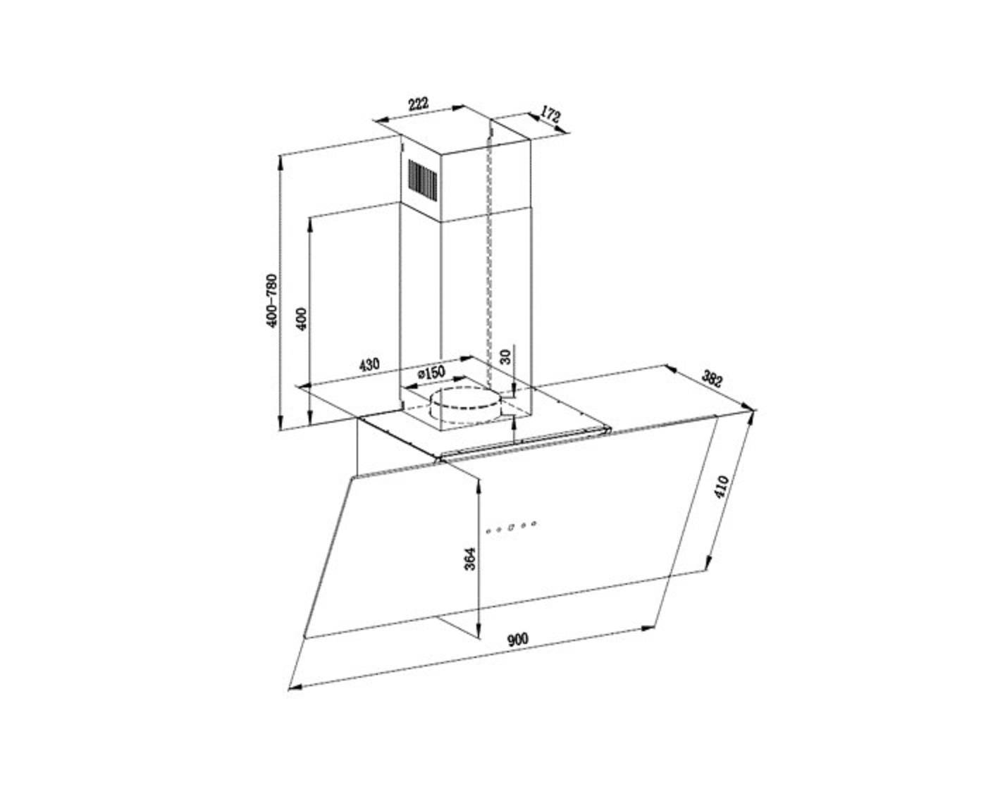 PKM Kopffreihaube S33-90A+BTH - 90cm, schwarz, Touch-Control, Dunstabzugshaube