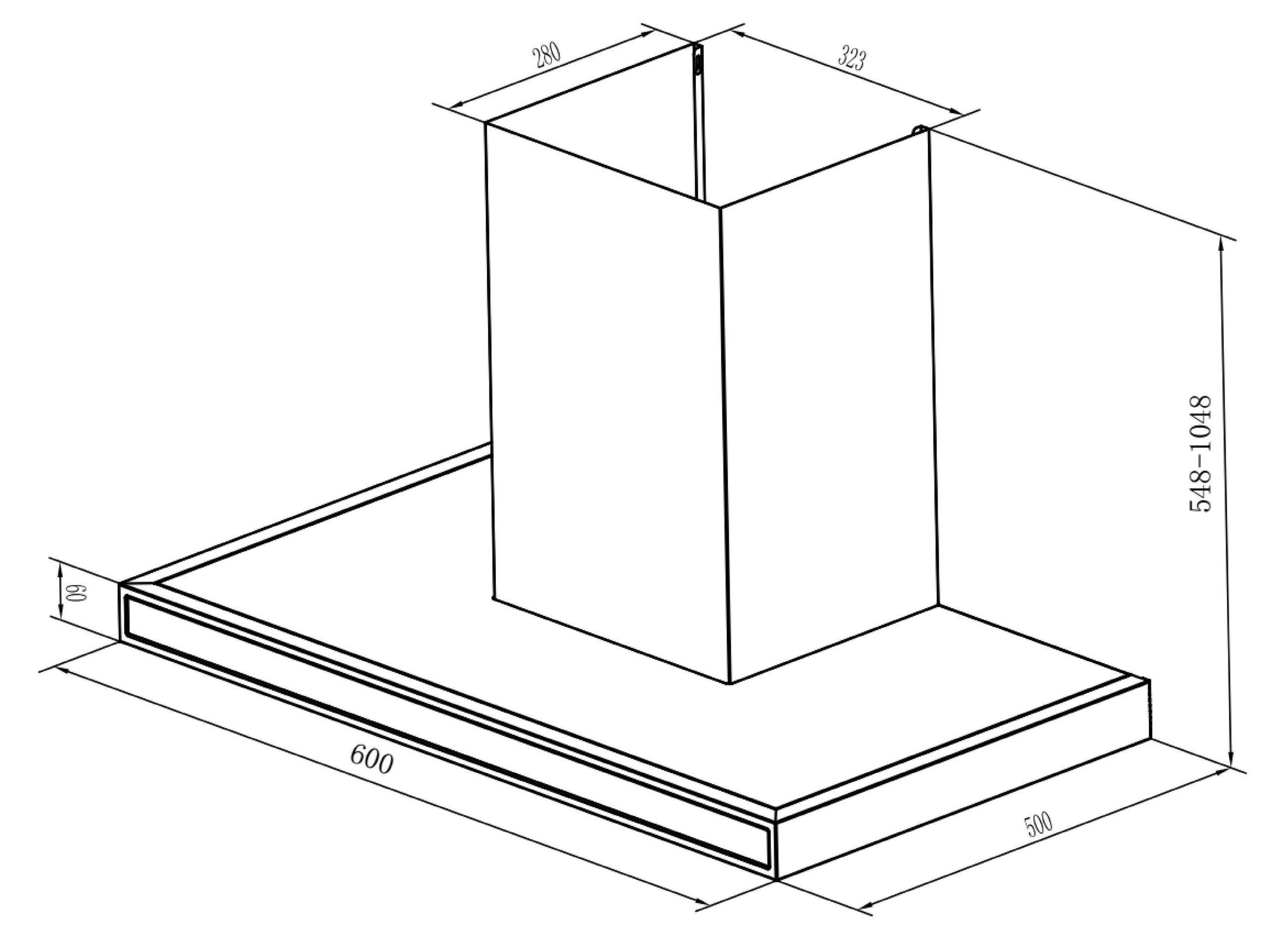 PKM Kaminabzugshaube 8060G Z - 60cm, Touch-Control, Edelstahl, Glasfront schwarz