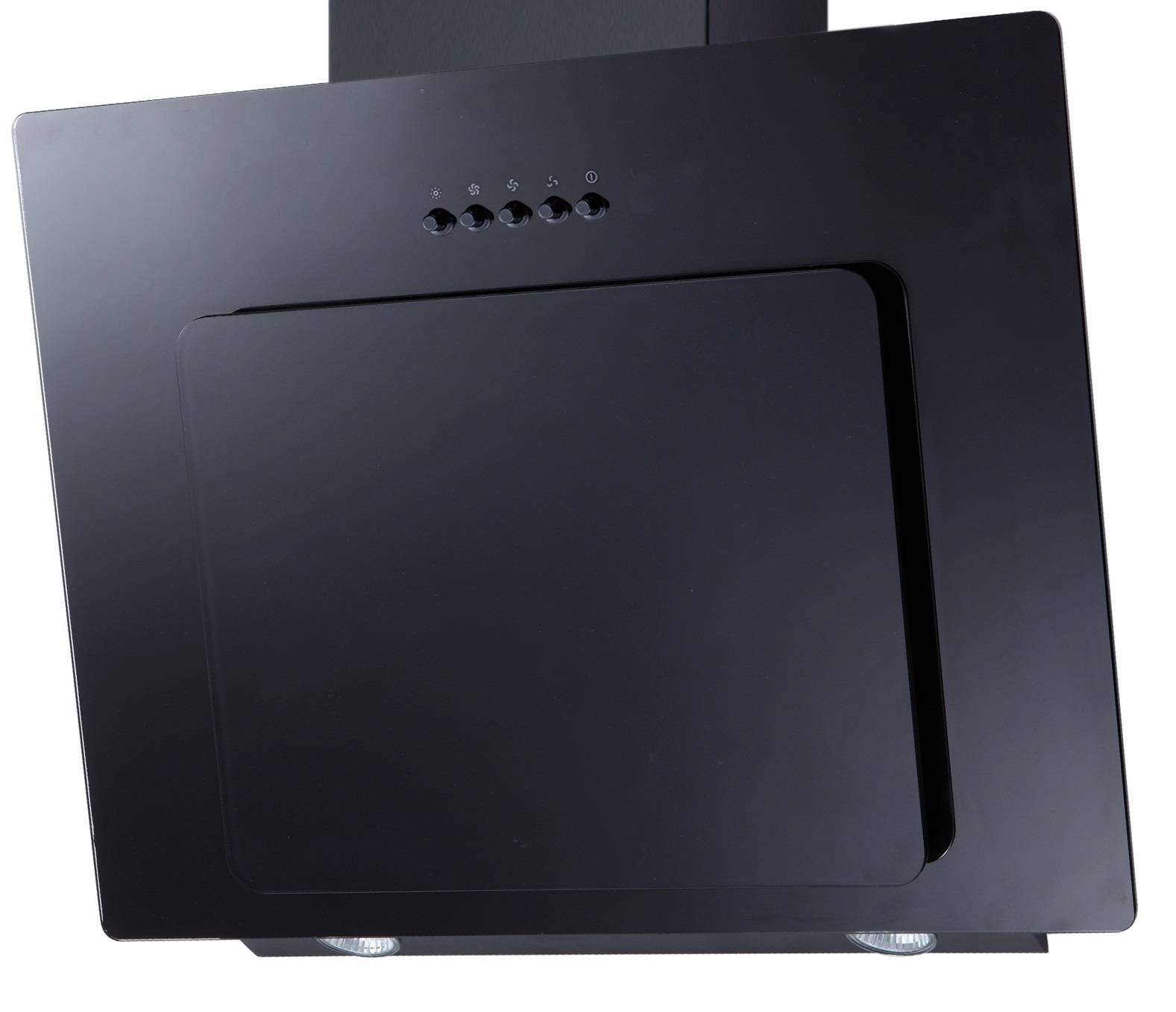 PKM Kopffreihaube 9039X - 60cm, schwarz, Glas, Schräghaube mit Randabsaugung