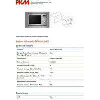 PKM Einbaumikrowelle MW820EBM - Edelstahl, 800Watt, 20 Liter PKM Einbaumikrowelle MW820EBM - Edelstahl, 800Watt, 20 Liter