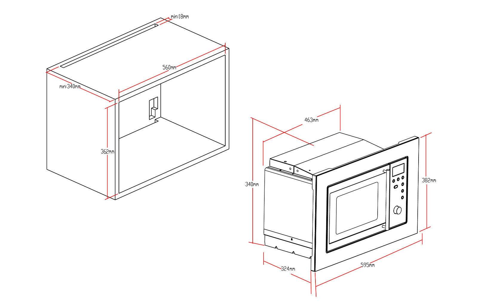 PKM Einbaumikrowelle MW800-20.8EB - Edelstahl 800Watt, 20 Liter