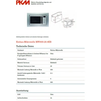 PKM Einbaumikrowelle MW800-20.8EB - Edelstahl 800Watt, 20 Liter PKM Einbaumikrowelle MW800-20.8EB - Edelstahl 800Watt, 20 Liter