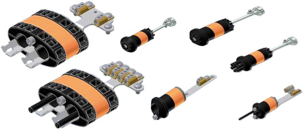 Verschiedene Komponenten eines mechanischen Systems, einschließlich Zahnräder, rotierende Zylinder und Verbindungsstücke, auf einem weißen Hintergrund angeordnet.