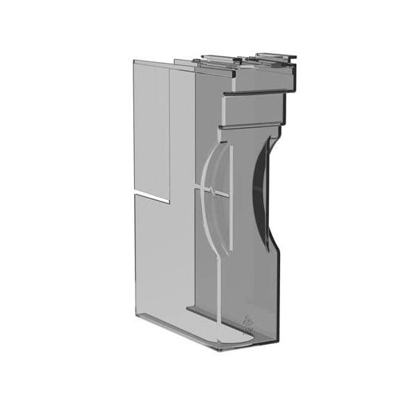 Ein transparenter, rechteckiger Kunststoffbehälter mit gewölbten Innenabteilungen, wahrscheinlich entwickelt zum Sortieren oder Aufbewahren von kleinen Gegenständen.