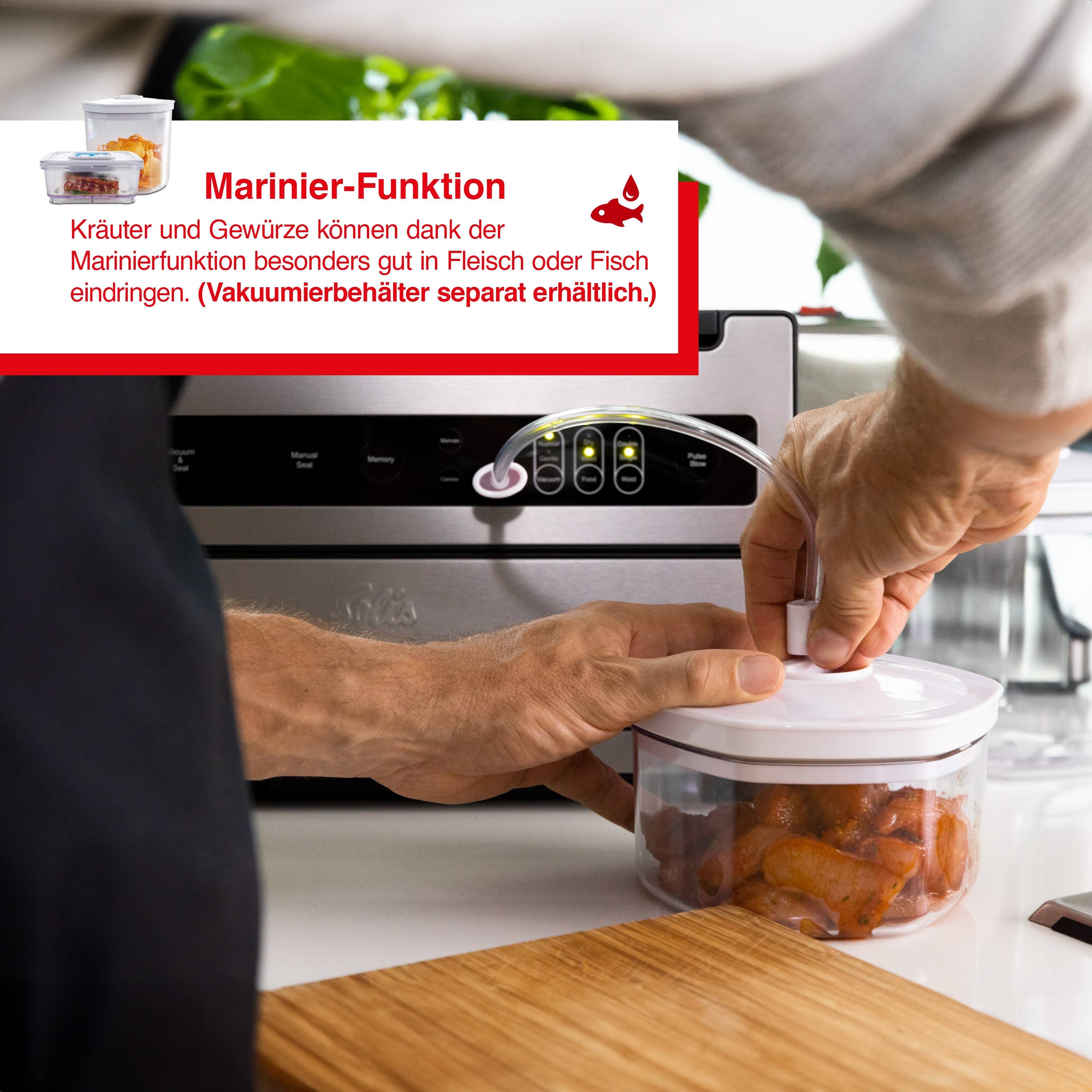 Solis Vakuumiergerät, 30cm Beutel doppelte Schweißnaht Dauerbetrieb, Schlauch