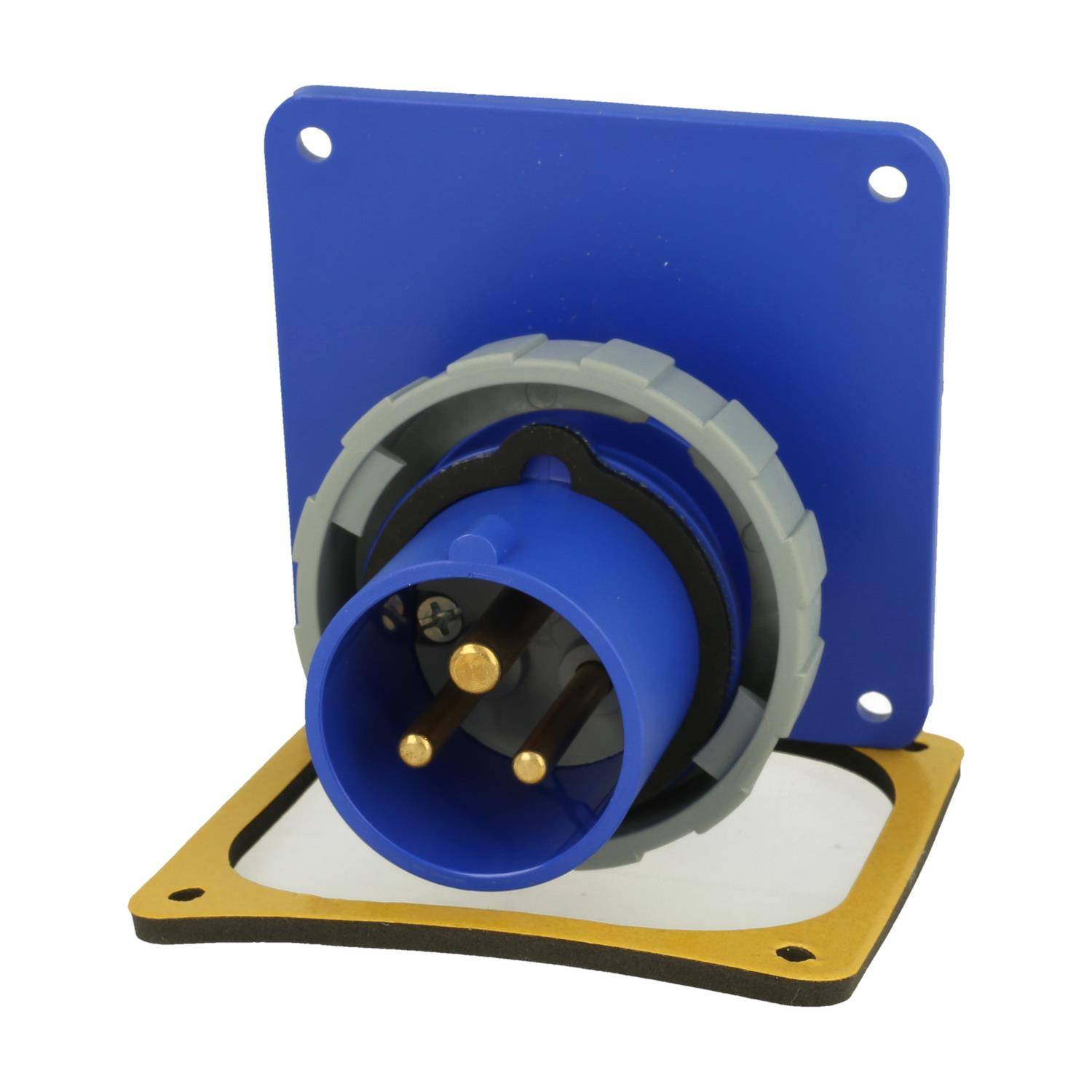 2CMA166678R1000 Amphenol 16 Ampere CEE Einbausteckverbinder 3-polig (2P+PE) Stift, Kodierung 6h blau 200/250V Frequenz