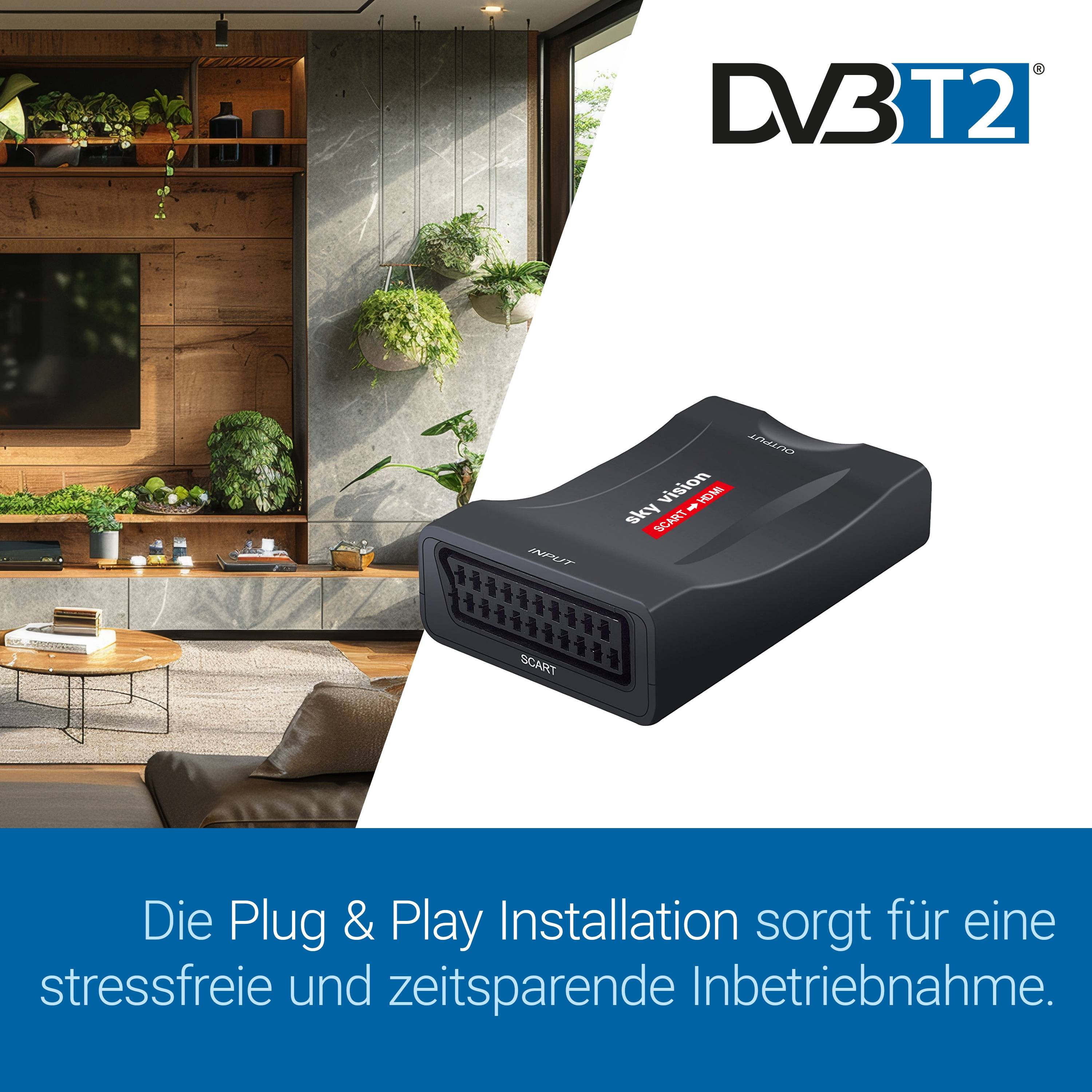 sky vision SCART auf HDMI Konverter, PAL, NTSC, 1080P, VHS, Xbox, PS3, schwarz