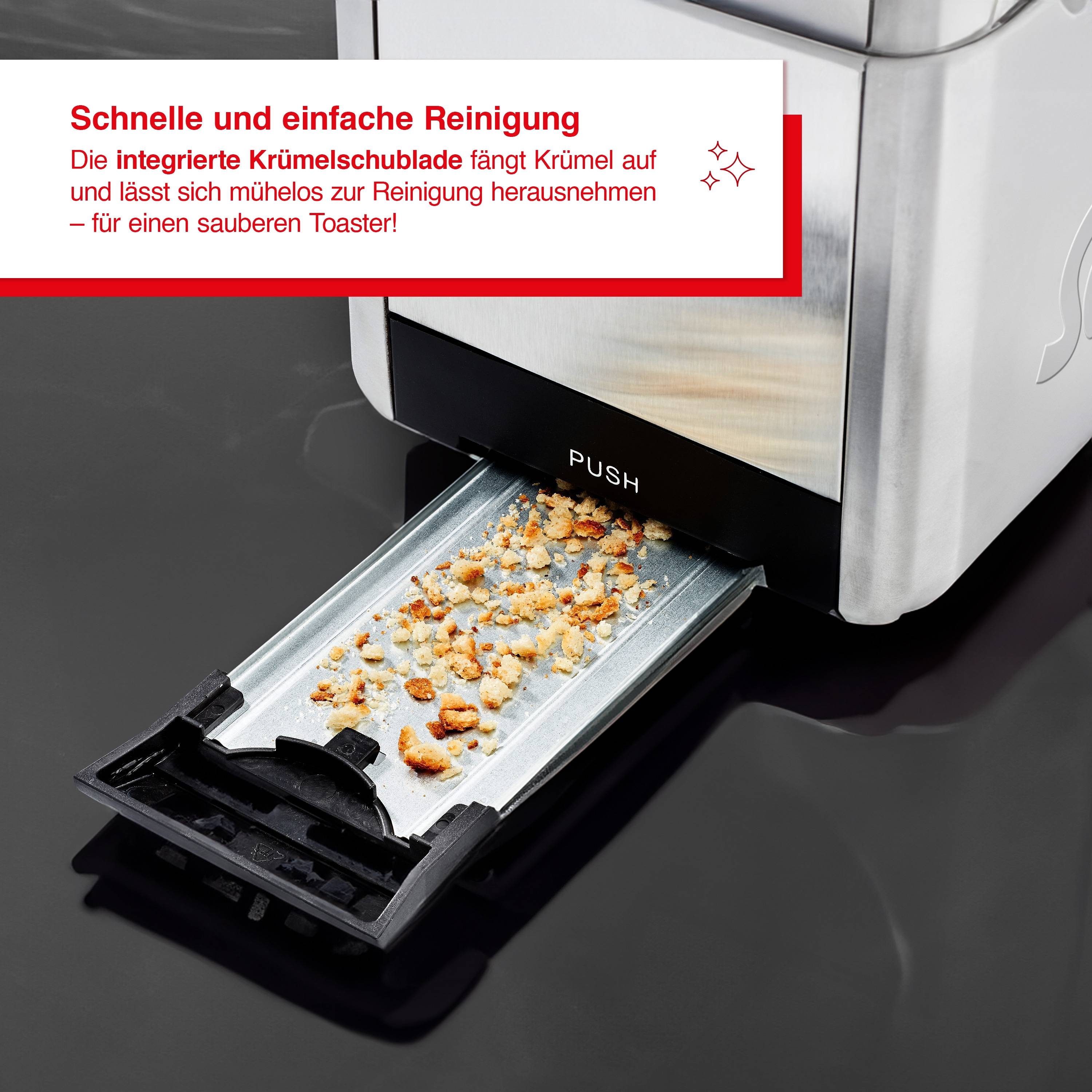 Solis Zwei-Schlitz Toaster, 6 Stufen, Krümelschublade, silber