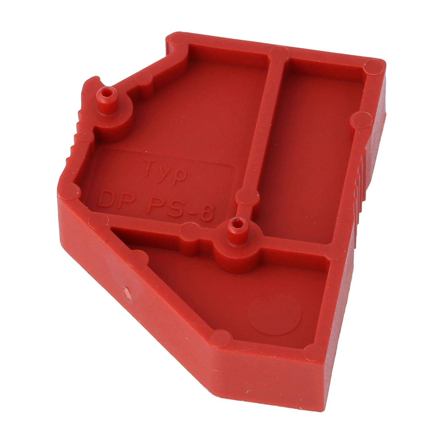 Rotes Kunststoffobjekt mit der Bezeichnung „Typ DP PS-6