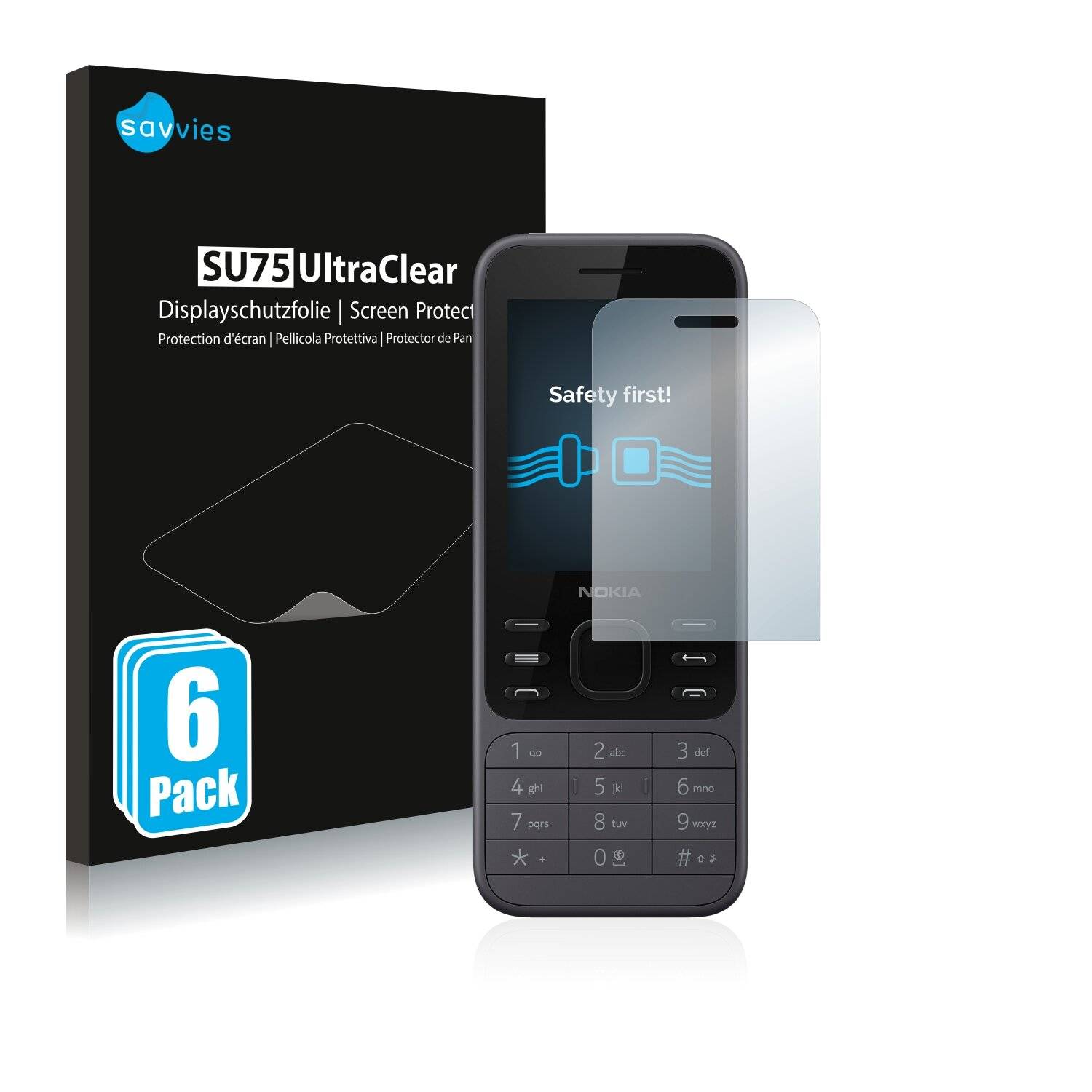 6x Savvies SU75 Displayschutzfolie für Nokia 6300