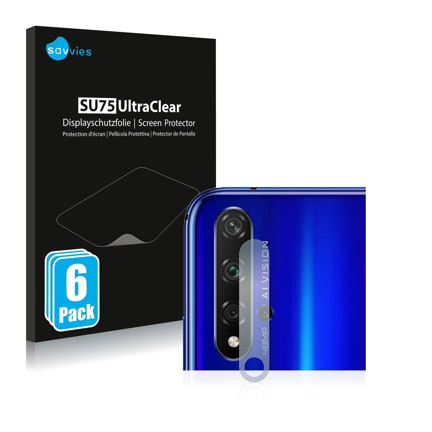 6x Savvies SU75 Displayschutzfolie für Honor 20S (NUR