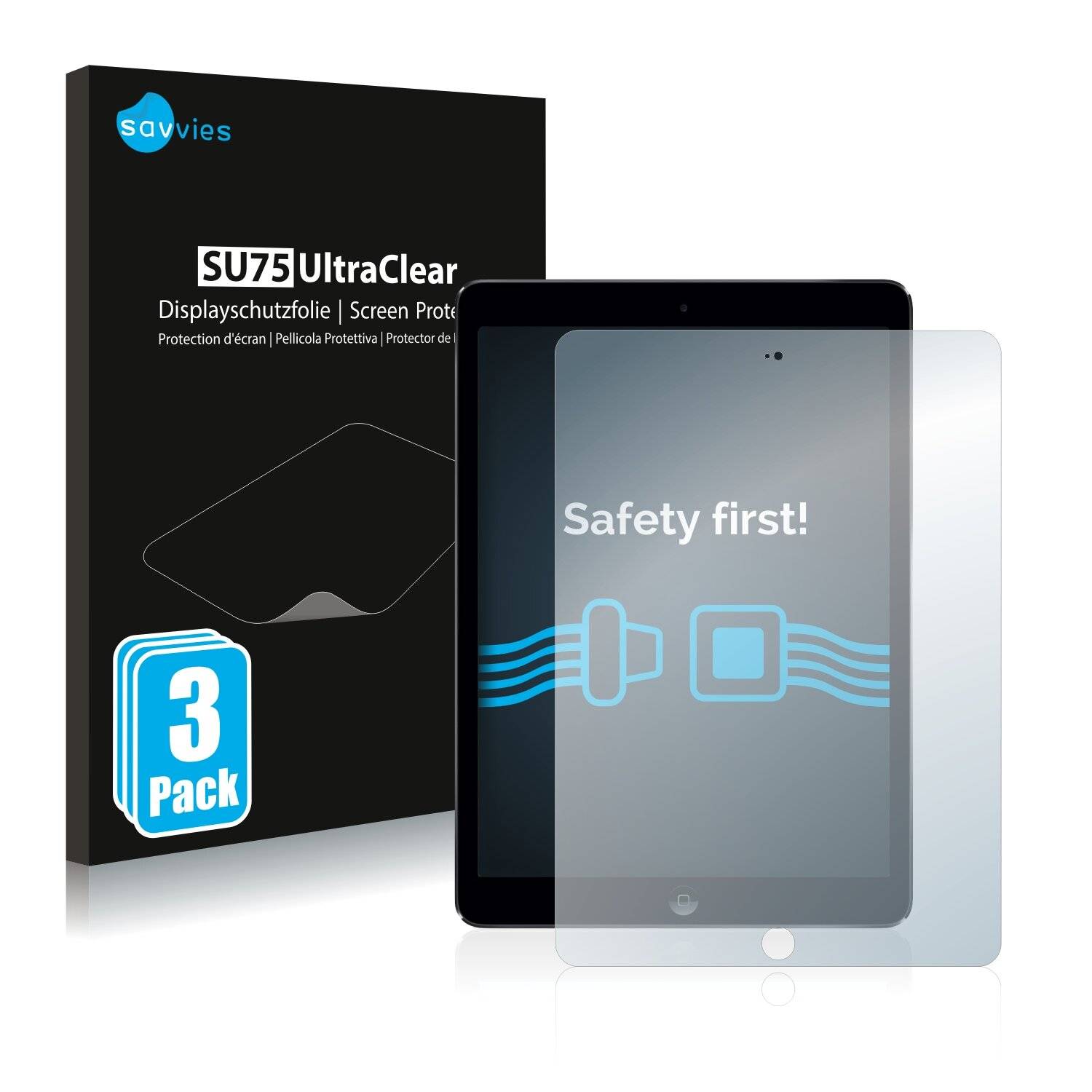 3x Savvies SU75 Displayschutzfolie für Apple iPad Air