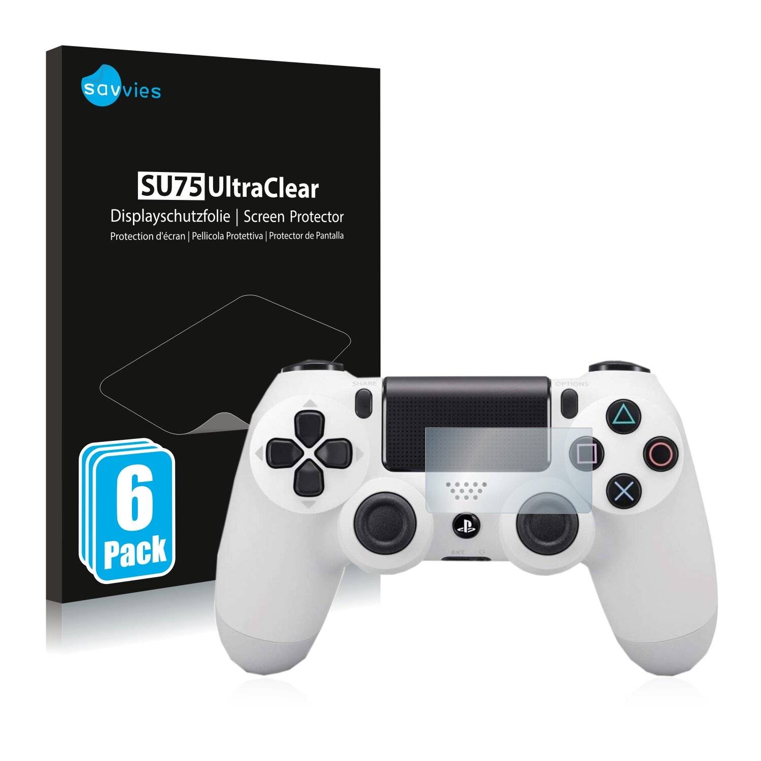 6x Savvies SU75 Displayschutzfolie für Sony Playstation 4 PS4 Dualshock Controller