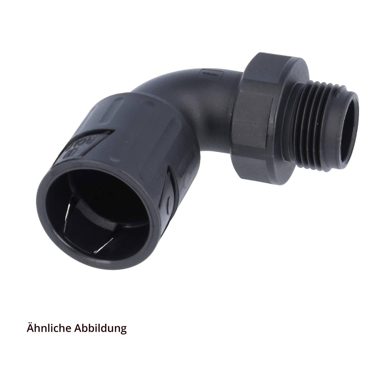 15117021225 FLEXA RQLB1 90-M Schnellverschraubung 90 Grad Bogen Gewinde M25x1,5 für Schlauch-Außendurchmesser 21,2mm