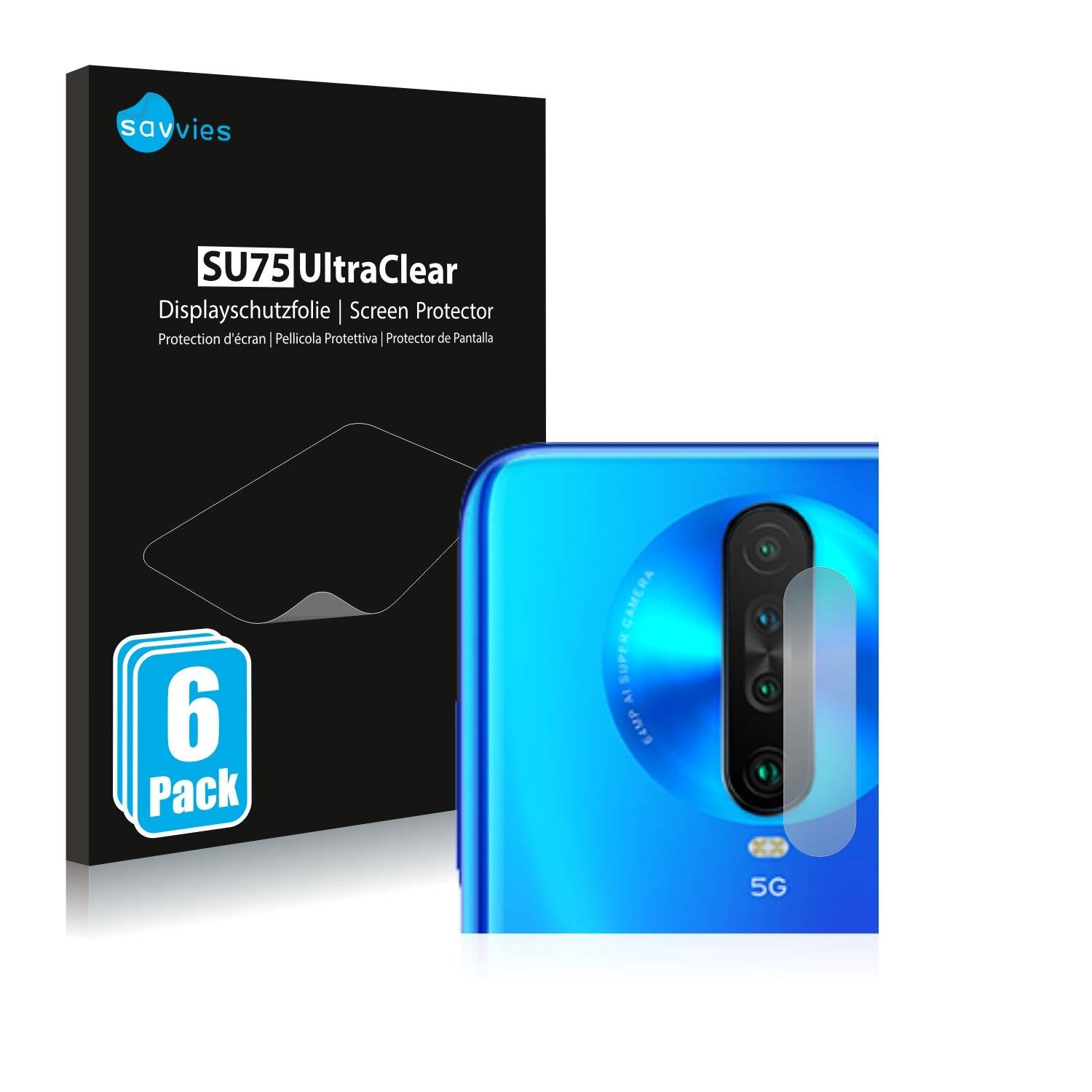 6x Savvies SU75 Displayschutzfolie für Xiaomi Redmi K30 5G Racing Edition (NUR