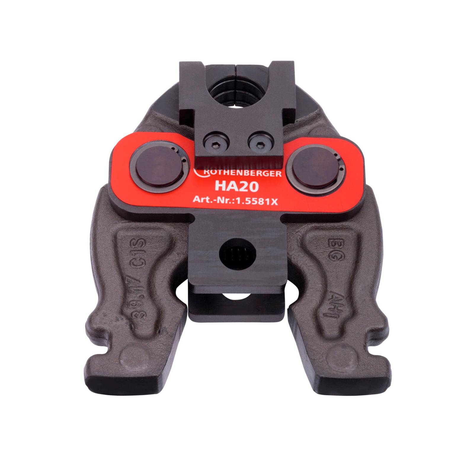 Ein Metall-Klempnerwerkzeug mit einem roten Etikett, auf dem 