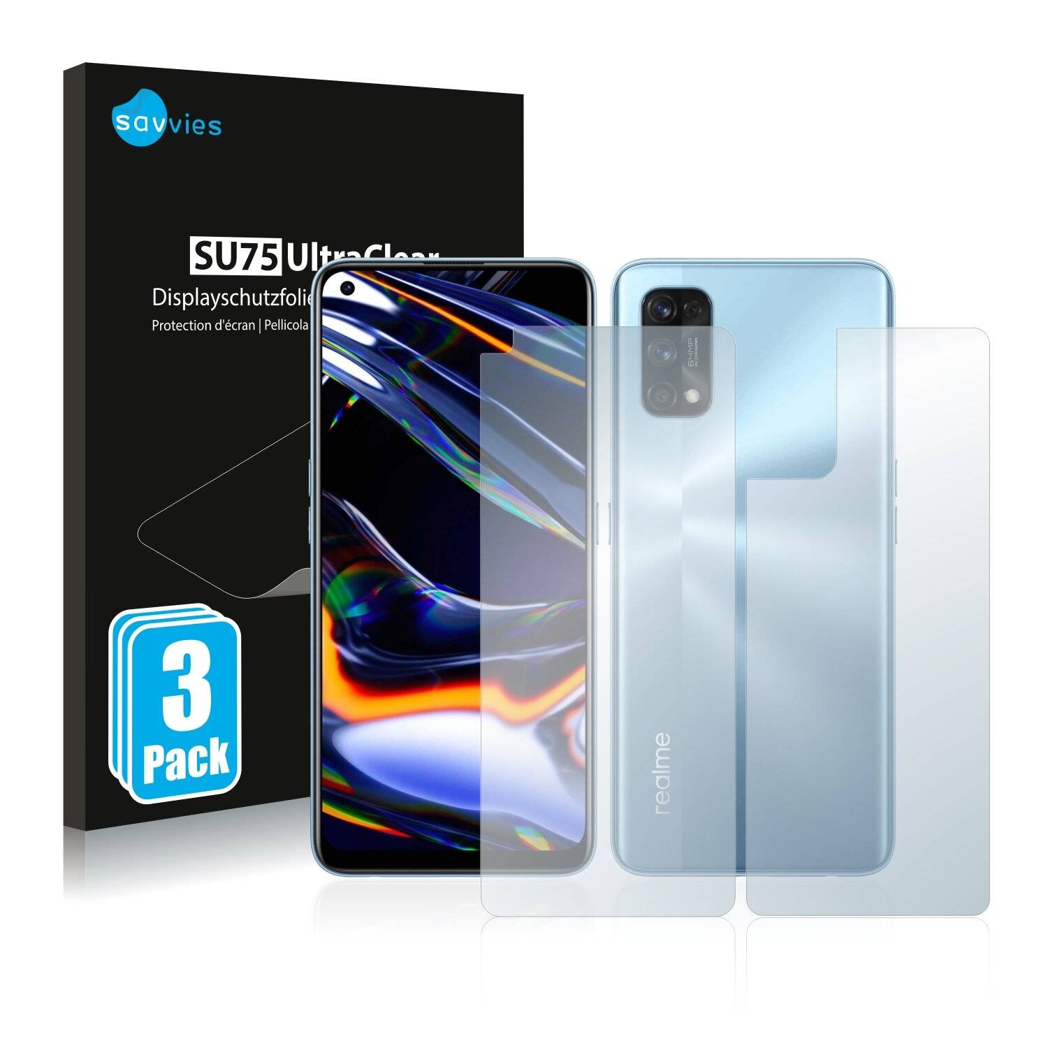6x Savvies SU75 Displayschutzfolie für Realme 7 Pro (Vorder +