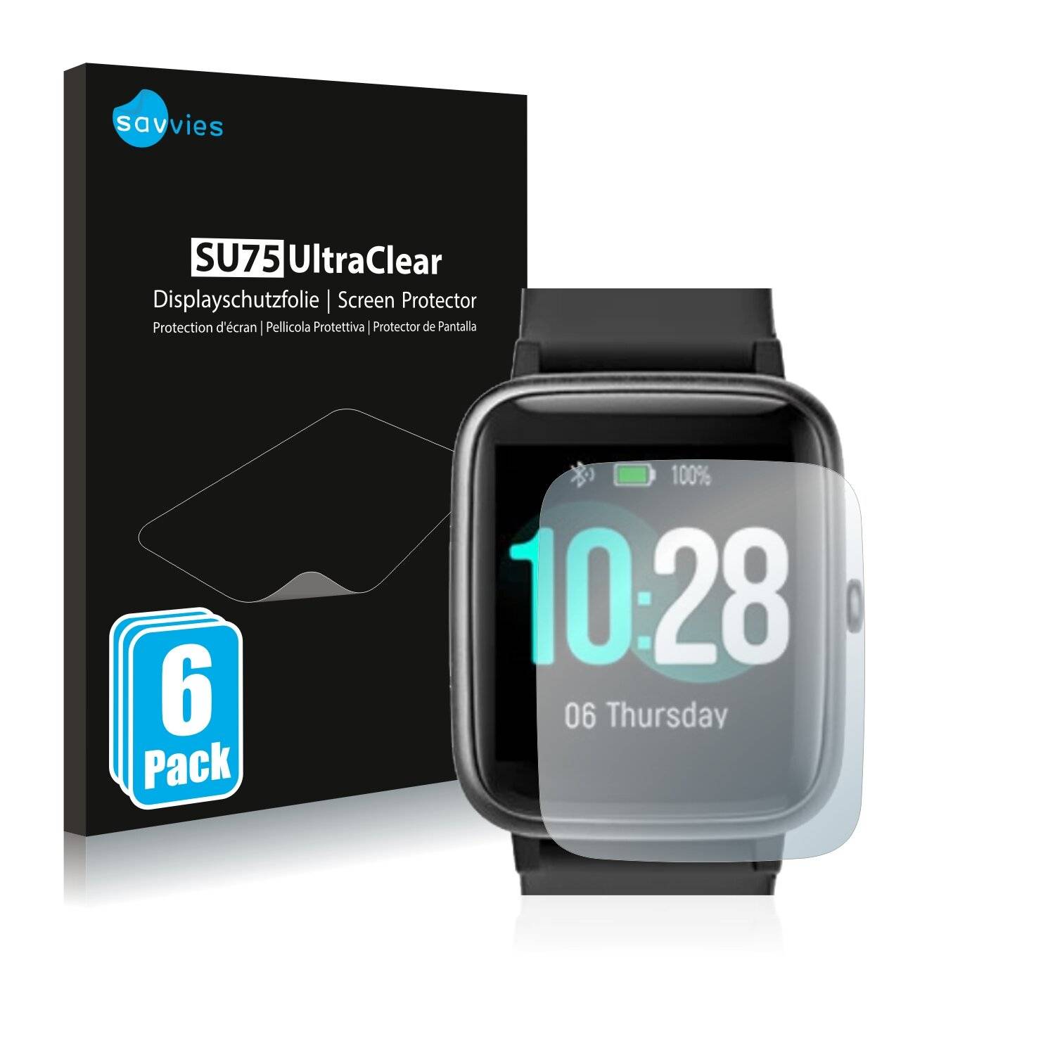 6x Savvies SU75 Displayschutzfolie für Ulefone Watch