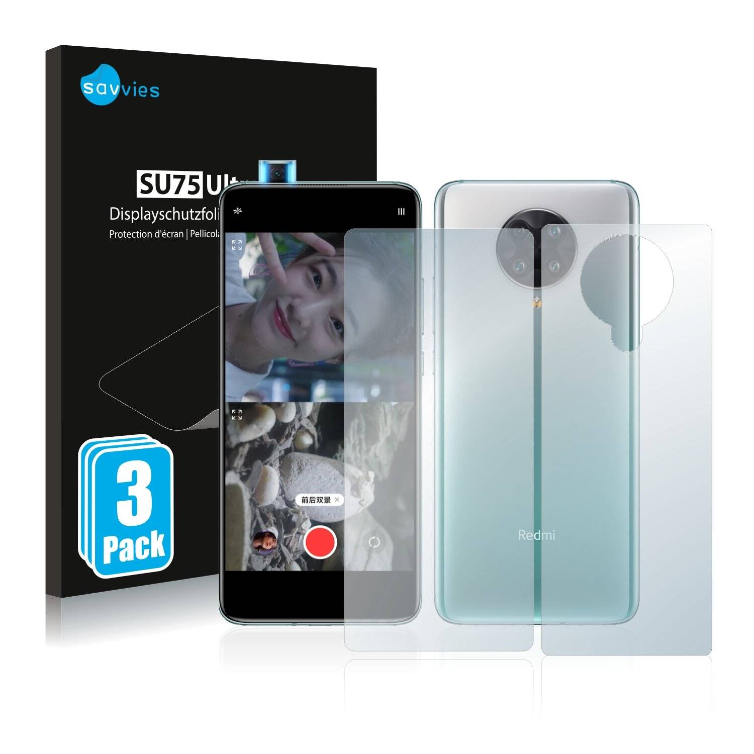 6x Savvies SU75 Displayschutzfolie für Xiaomi Redmi K30 Ultra (Vorder +