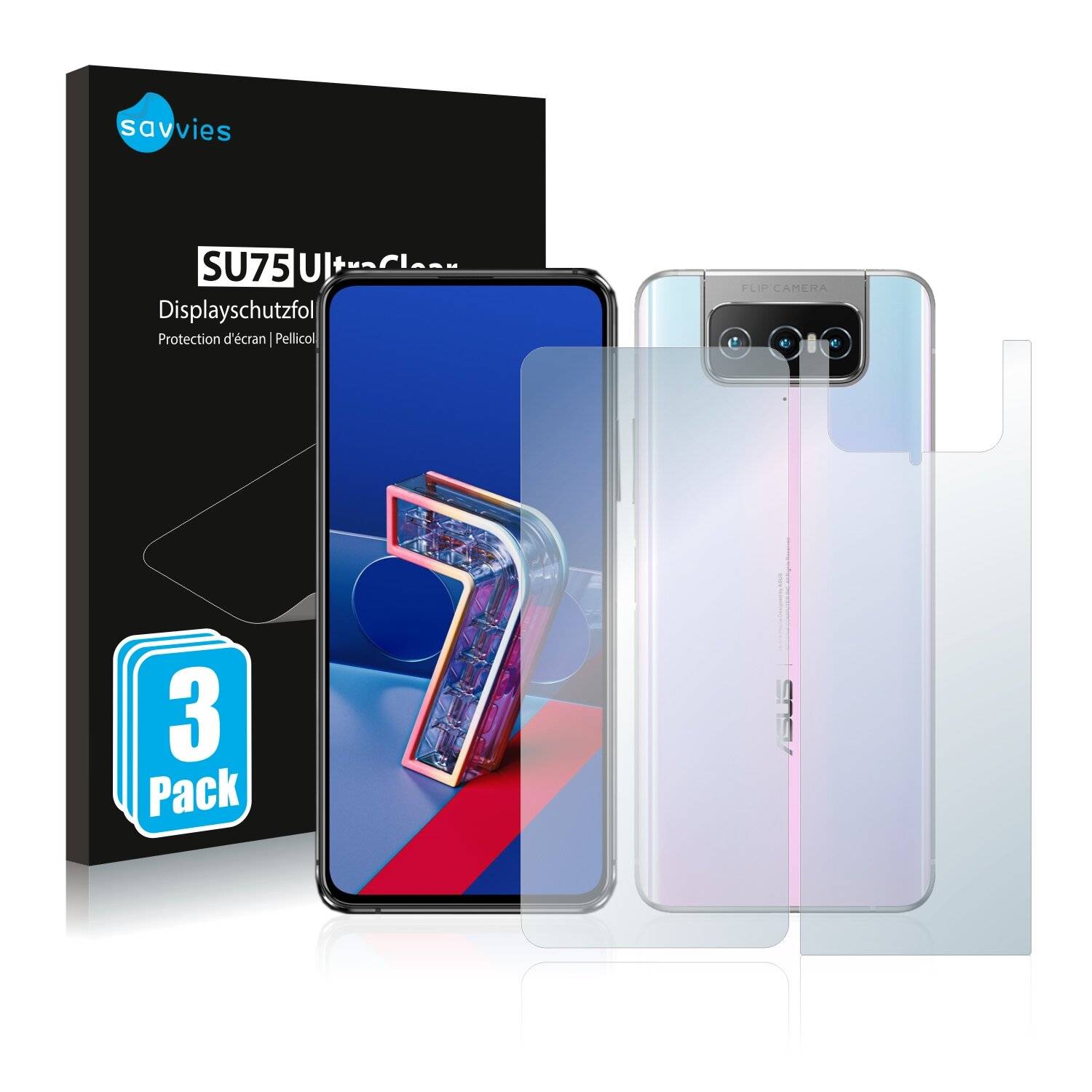 6x Savvies SU75 Displayschutzfolie für Asus Zenfone 7 Pro ZS671KS (Vorder +