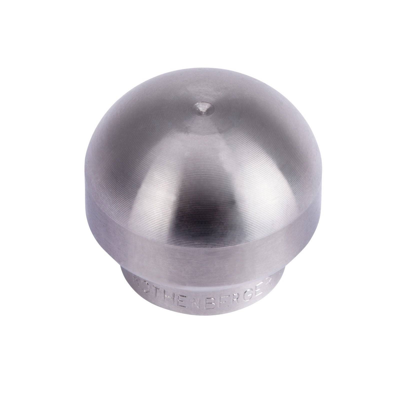 Ein silberner, kuppelförmiger Metallgegenstand mit glatter Oberfläche.