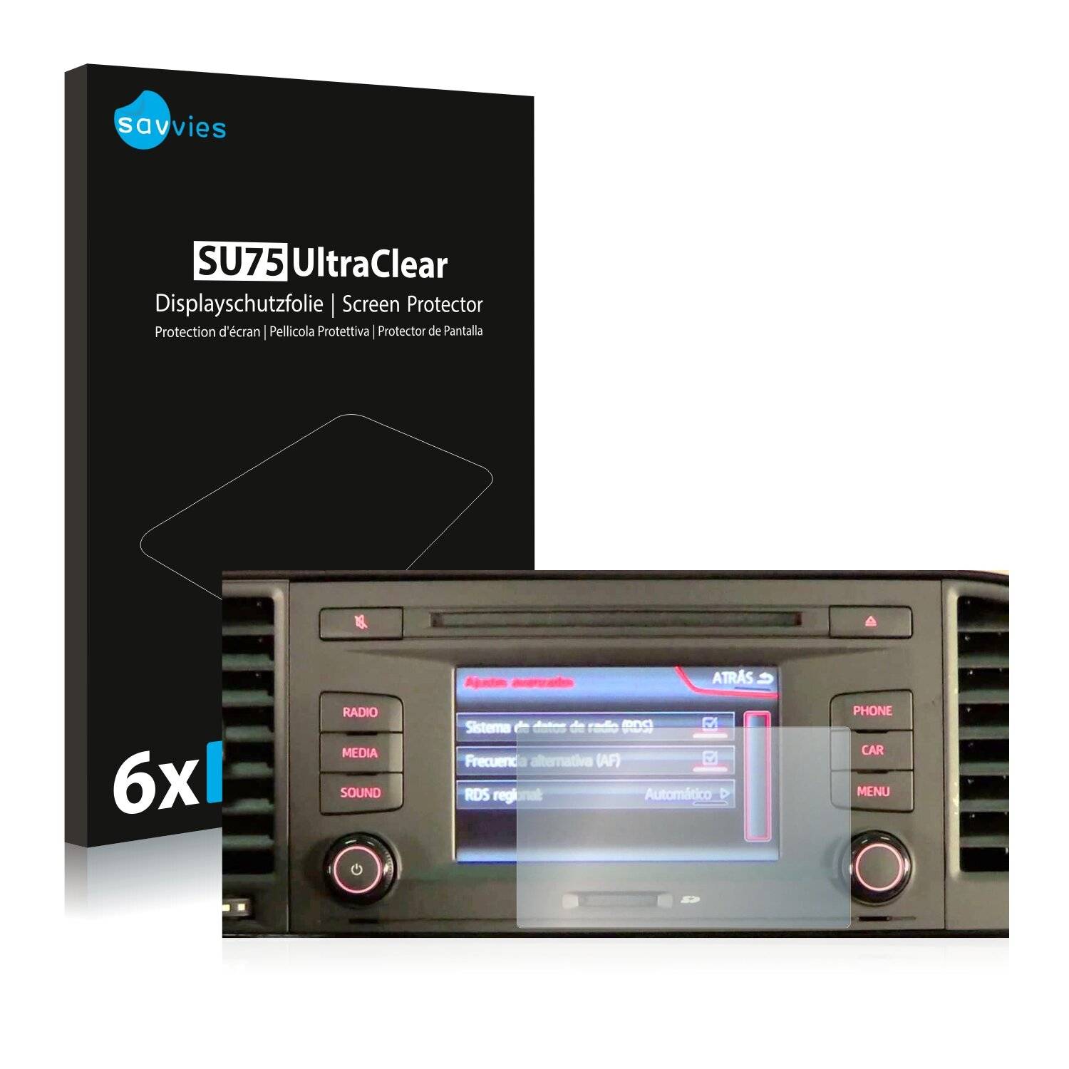 6x Savvies SU75 Displayschutzfolie für Seat Arona 2017-2020 Media System Colour