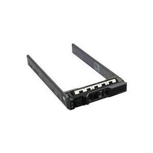 Ein schwarzes Computersserver-Festplattenlaufwerk-Tablett mit Montageklammern und Steckverbindern, das zum sicheren Halten und Verbinden von Festplattenlaufwerken verwendet wird.