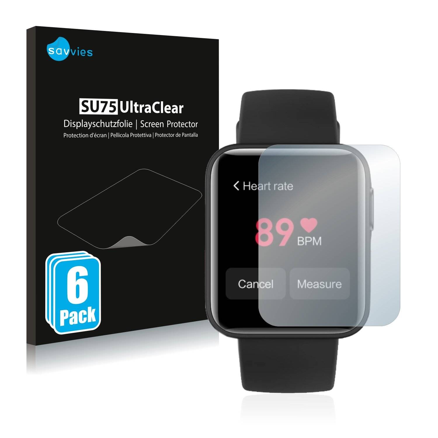 6x Savvies SU75 Displayschutzfolie für Xiaomi Mi Watch