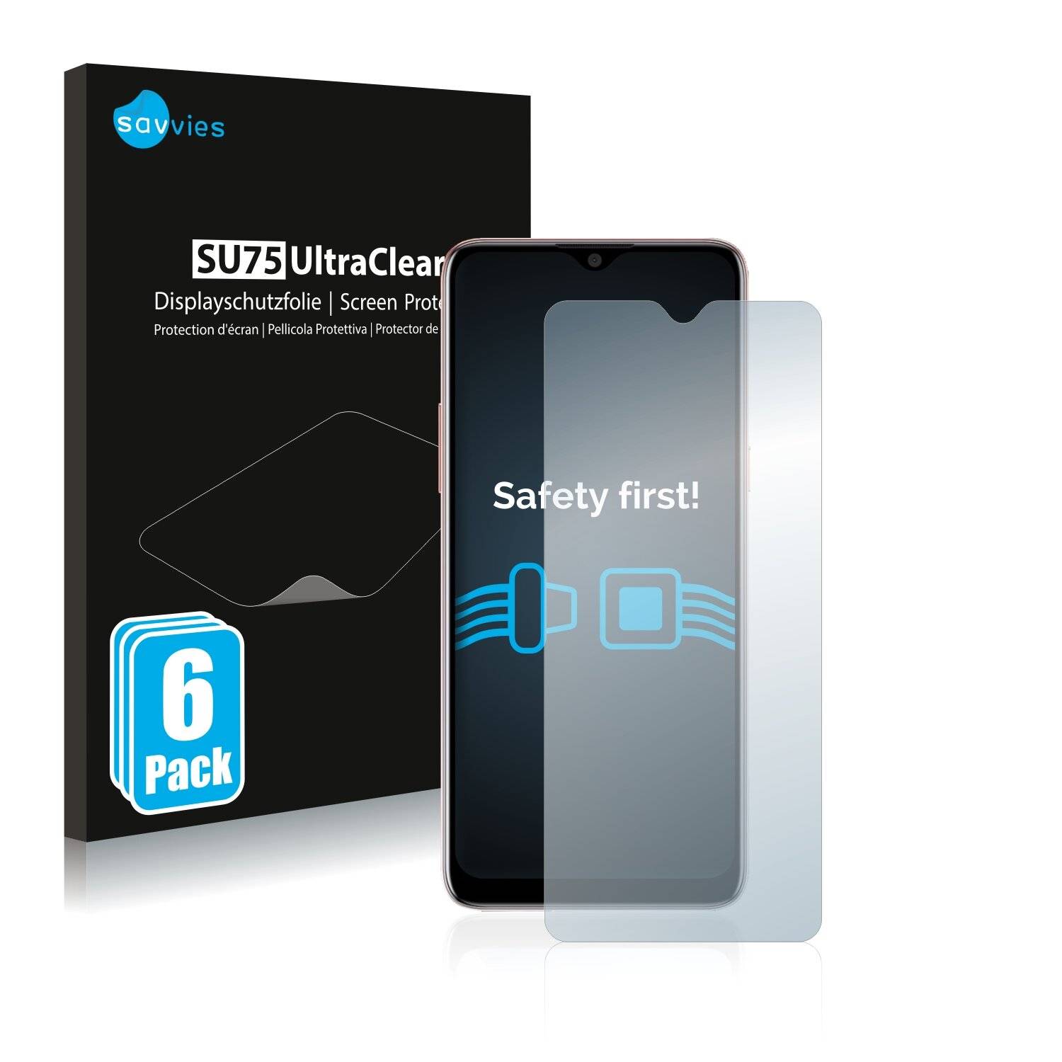 6x Savvies SU75 Displayschutzfolie für HTC Desire 20
