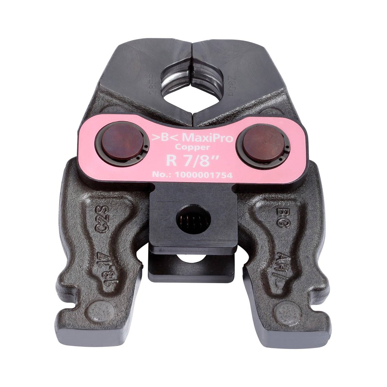 Ein robustes mechanisches Werkzeug mit einem rosa Etikett, auf dem 