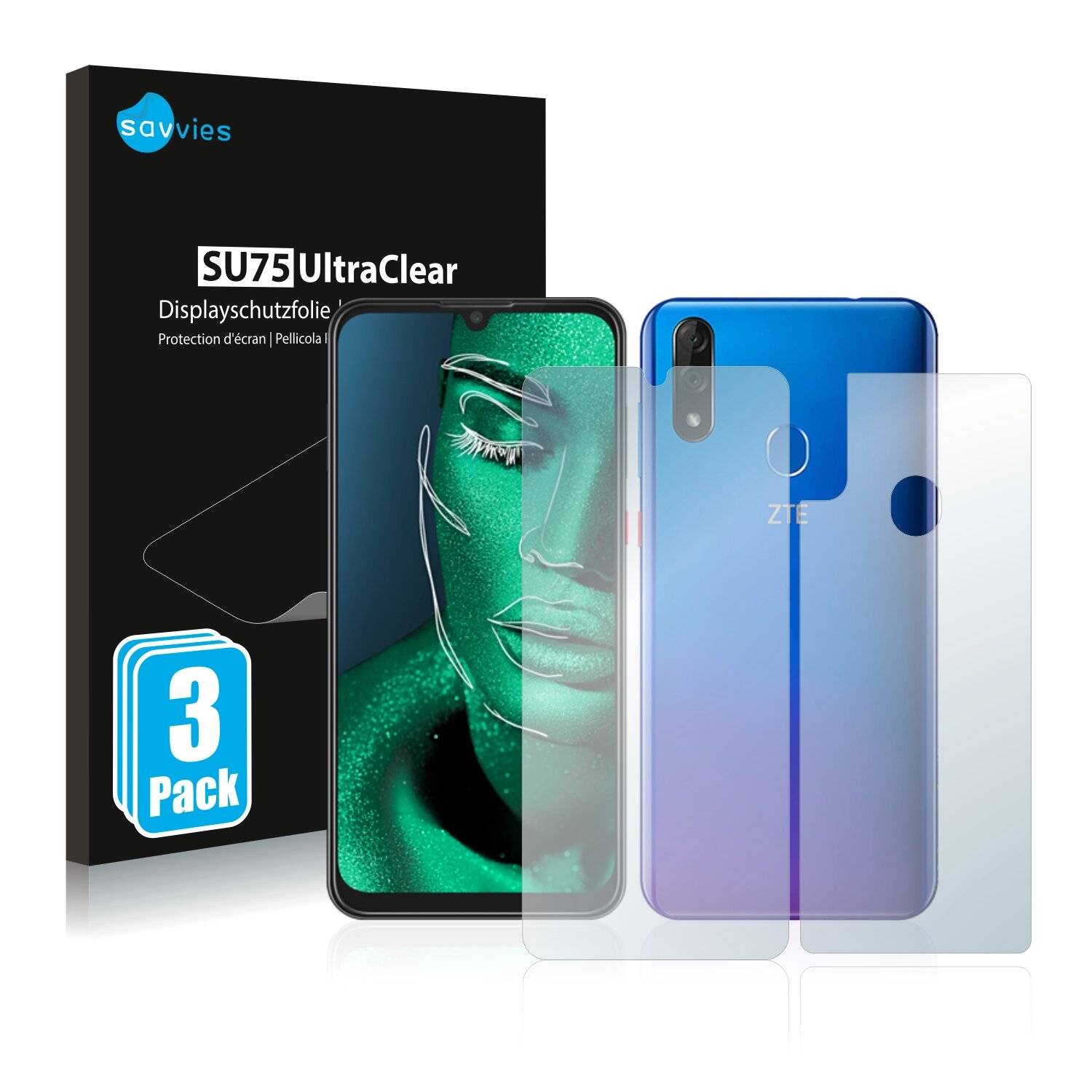 6x Savvies SU75 Displayschutzfolie für ZTE Blade 10 (Vorder +