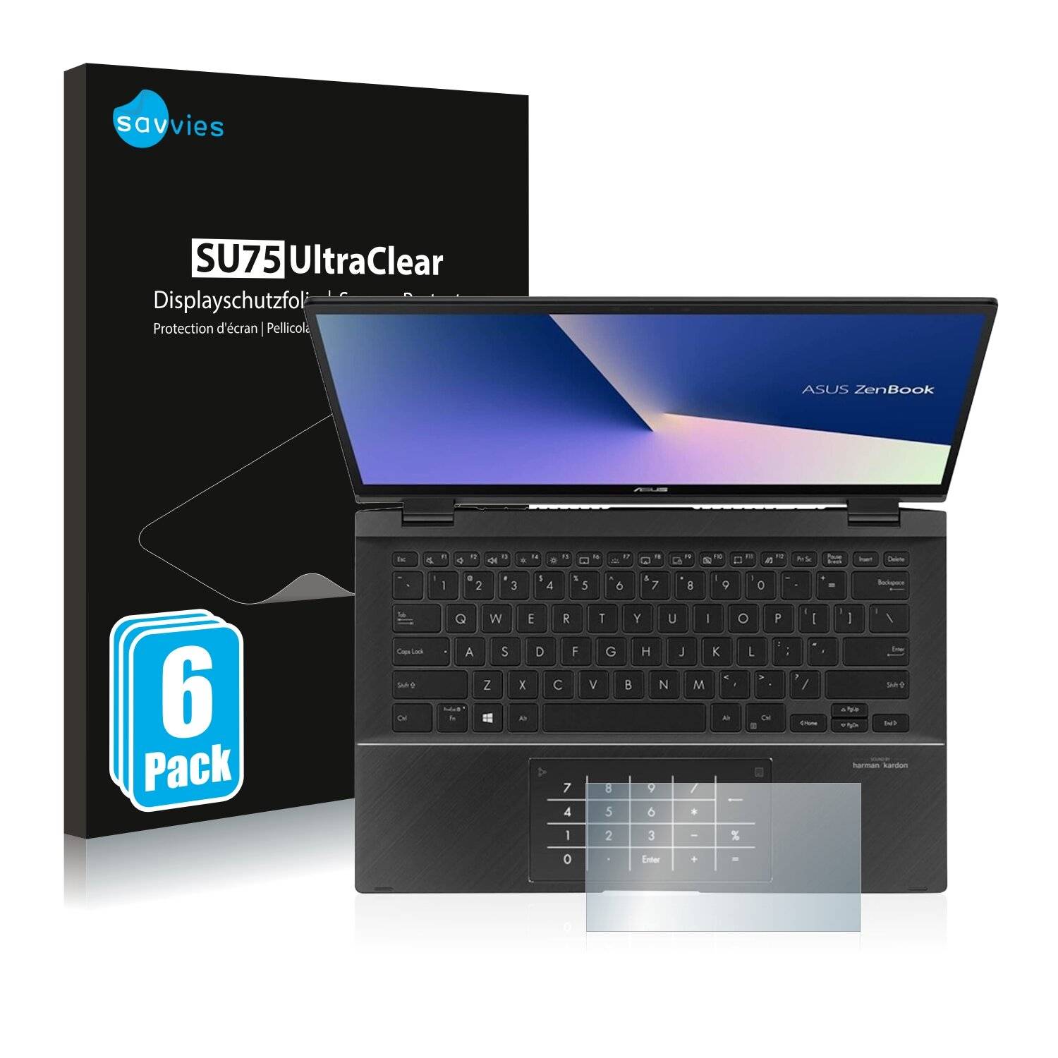 6x Savvies SU75 Displayschutzfolie für Asus ZenBook Flip 14 UX463FA (Touch