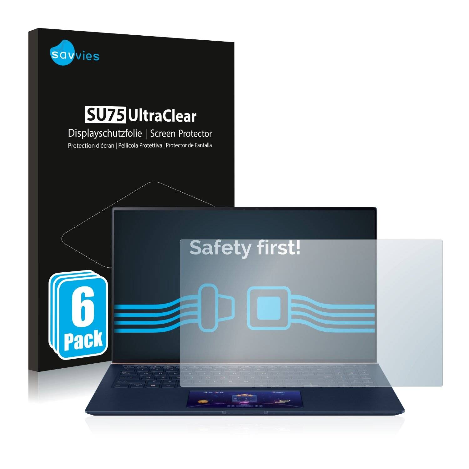6x Savvies SU75 Displayschutzfolie für Asus ZenBook 15 UX534FT (NUR Touch