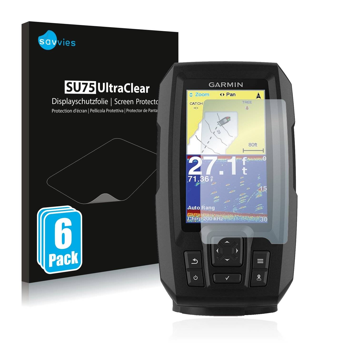 6x Savvies SU75 Displayschutzfolie für Garmin Striker Vivid