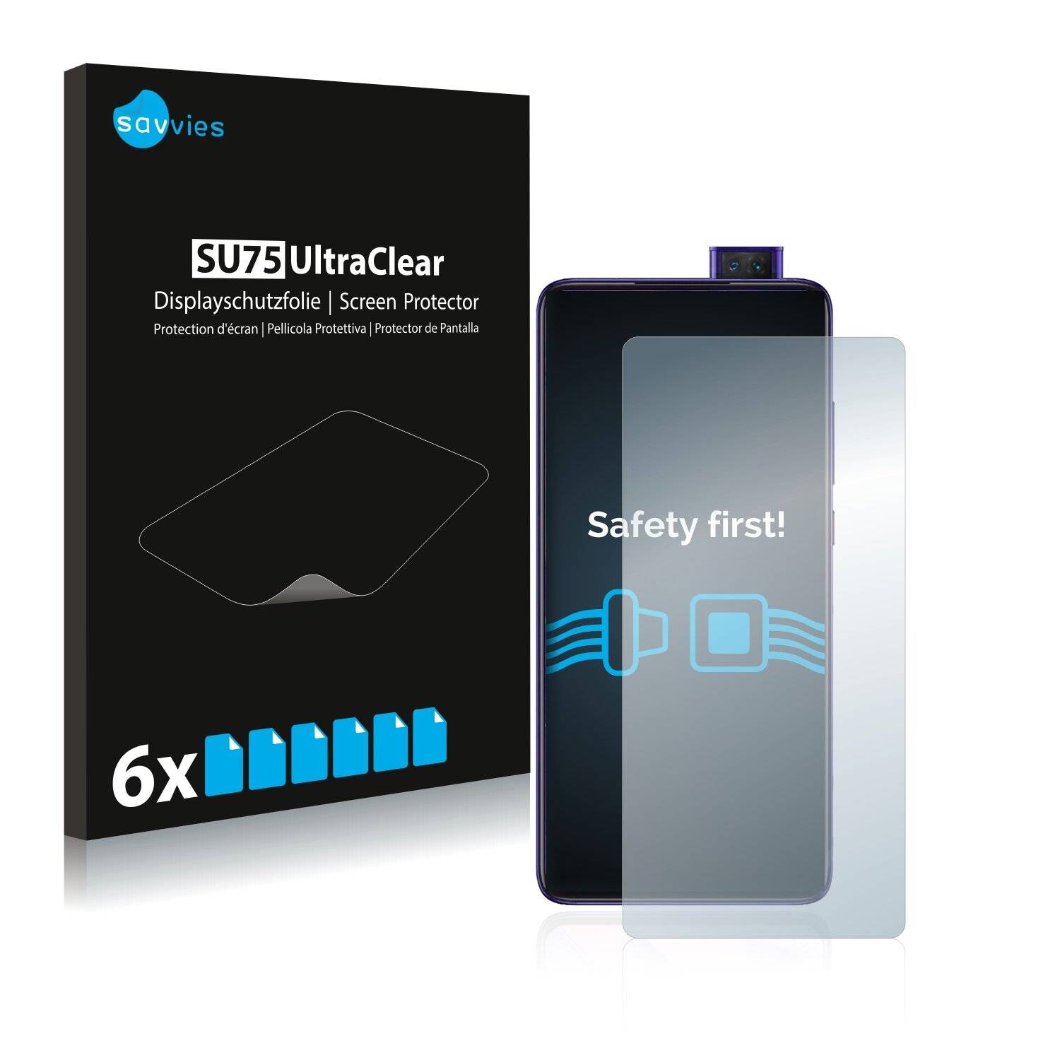 6x Savvies SU75 Displayschutzfolie für Xiaomi Redmi K30