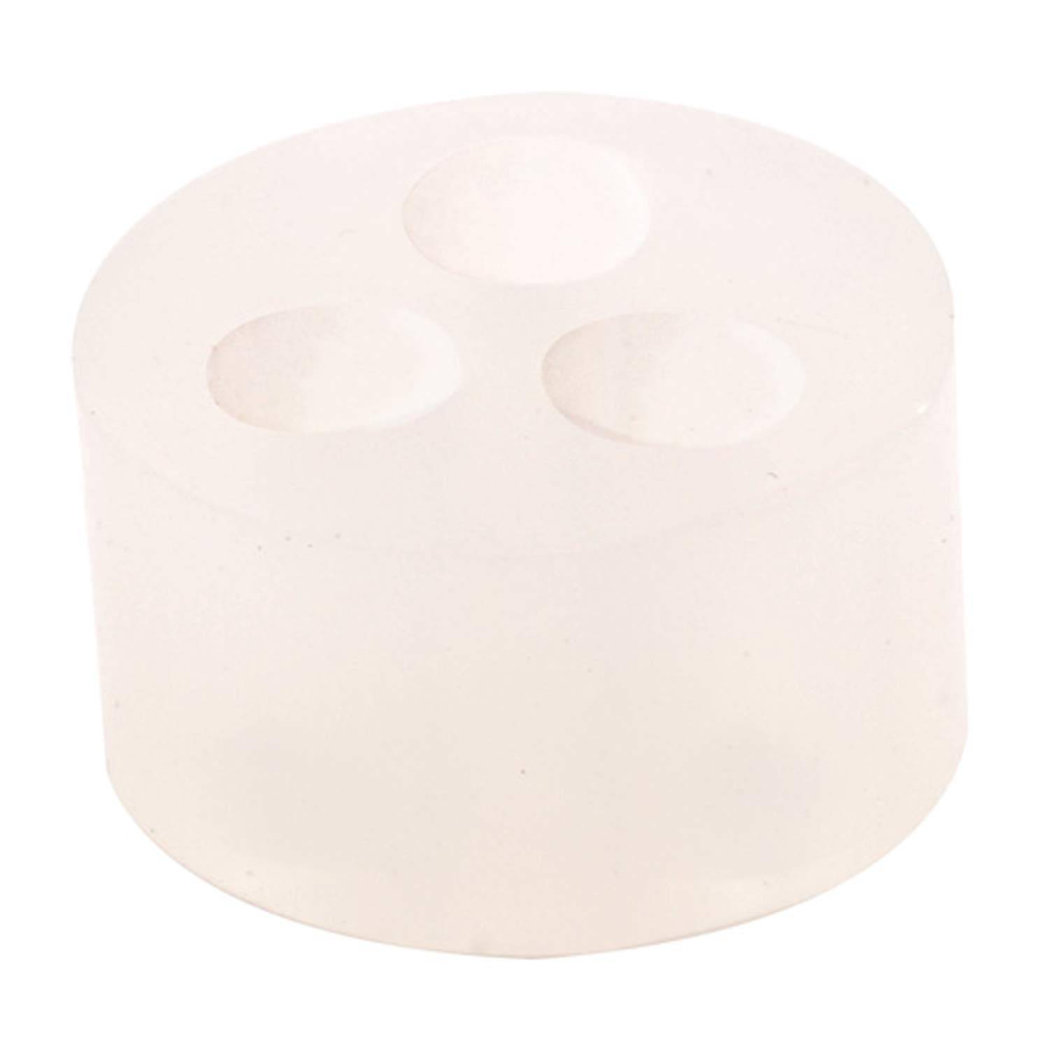 Ein transparenter, runder Silikon-Zahnbürstenhalter mit drei kreisförmigen Schlitzen für Zahnbürsten, entwickelt zur Organización von Badezimmertischen.