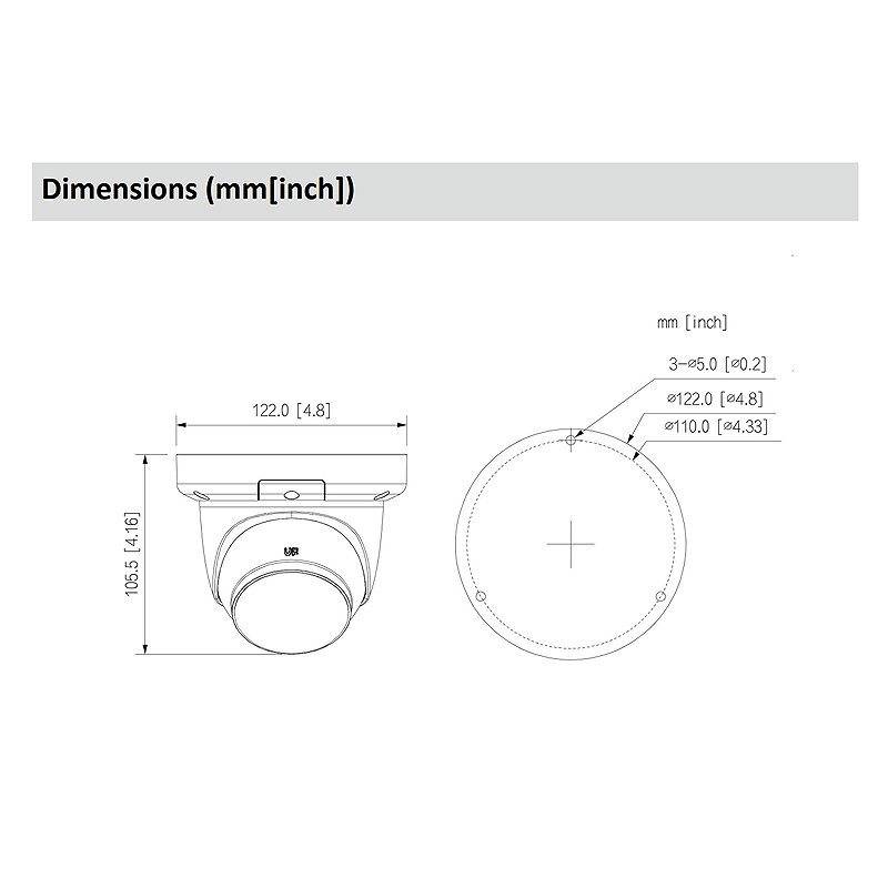 Dahua IPC-HDW3449QMP-S-IL-0280B-B IP-Kamera 4MPx, 4 MegapixelTurret Kamera | Blickwinkel:100° (Objektiv-Brennweite 2,8