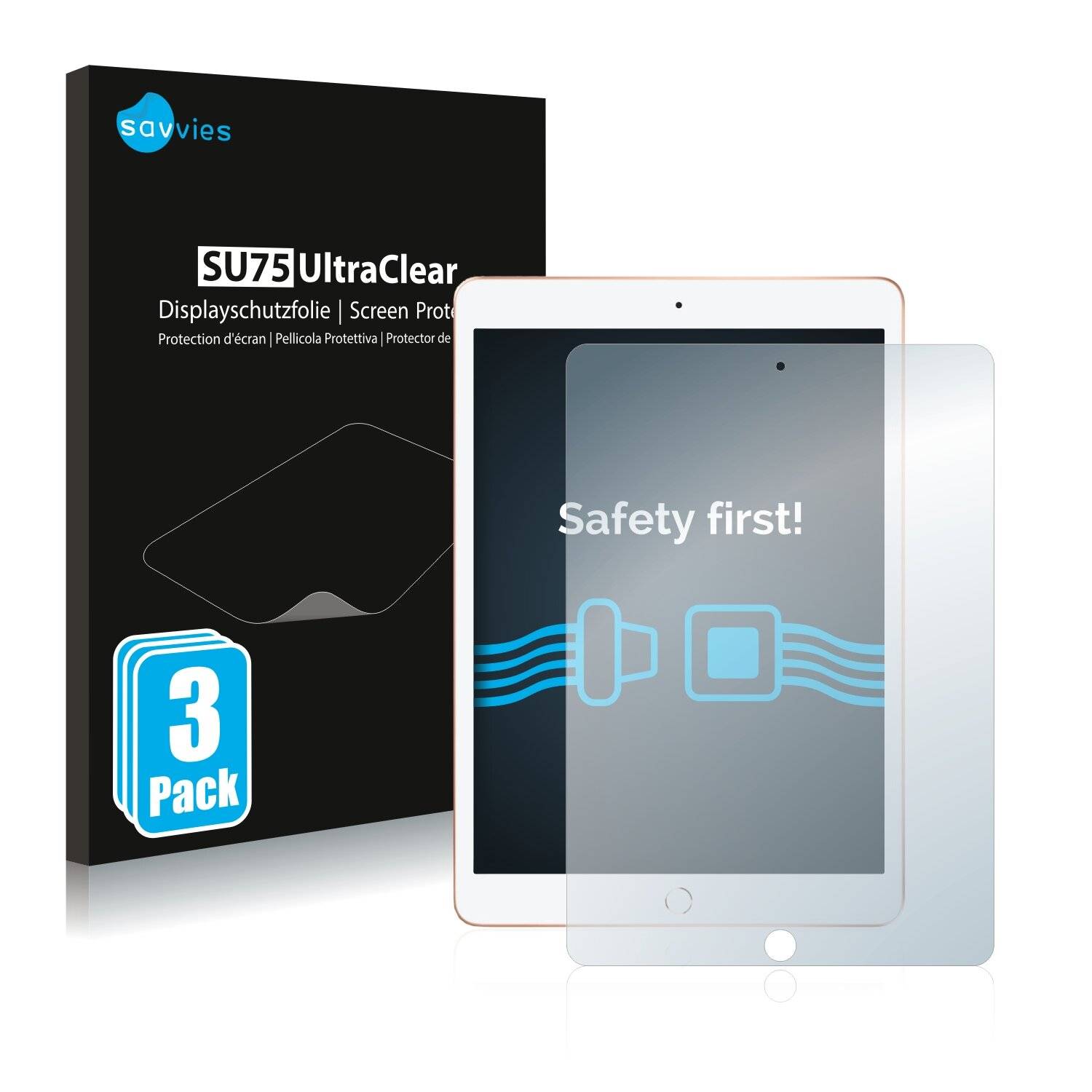 3x Savvies SU75 Displayschutzfolie für Apple iPad 10.2 WiFi Cellular 2019 (7.