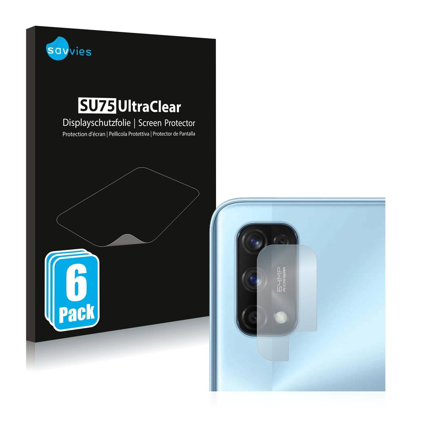 6x Savvies SU75 Displayschutzfolie für Realme 7 Pro (NUR