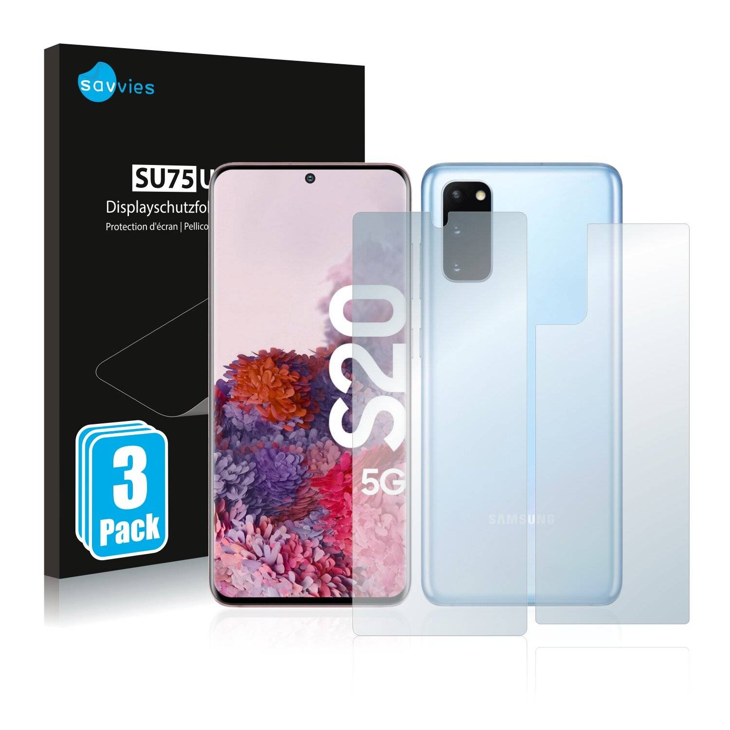 6x Savvies SU75 Displayschutzfolie für Samsung Galaxy S20 (Vorder +