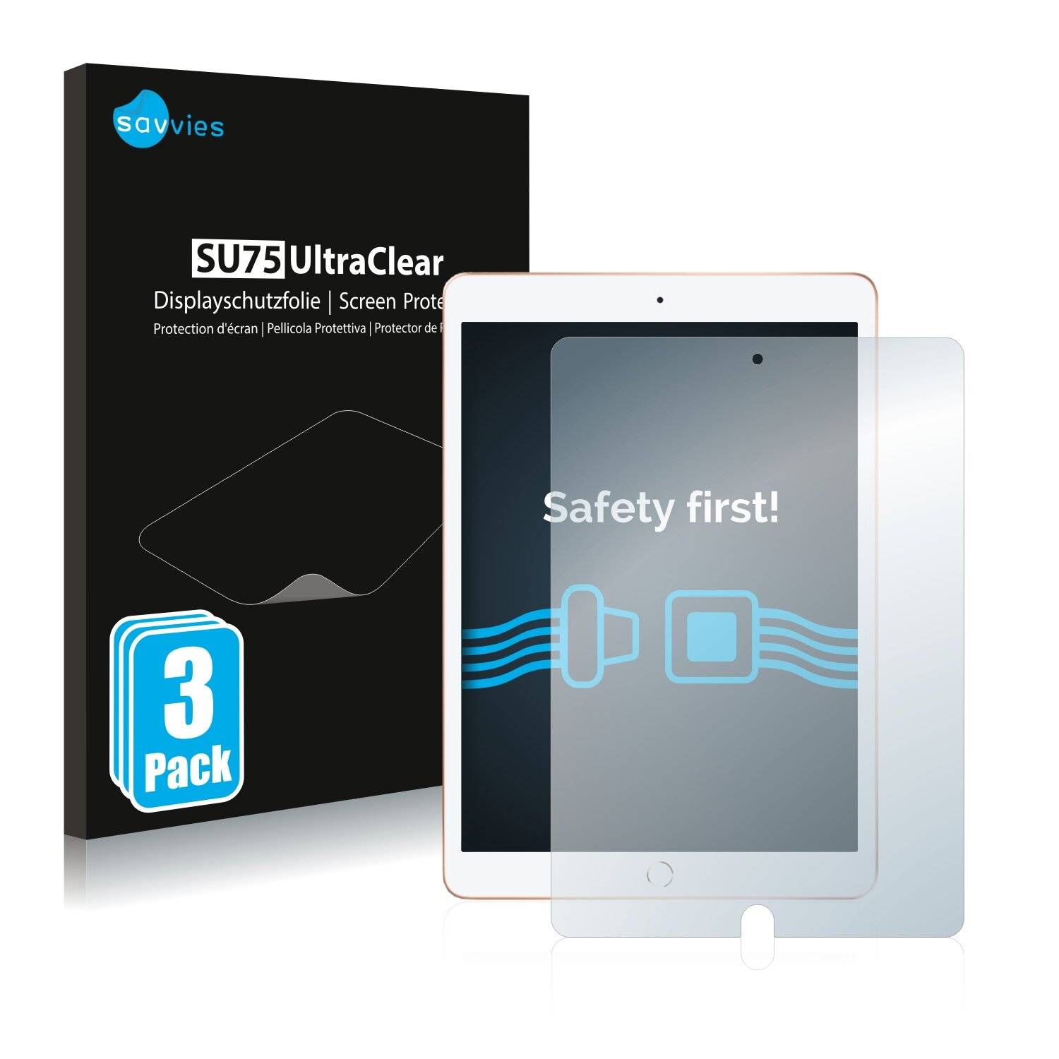 3x Savvies SU75 Displayschutzfolie für Apple iPad 10.2 WiFi 2019 (7.